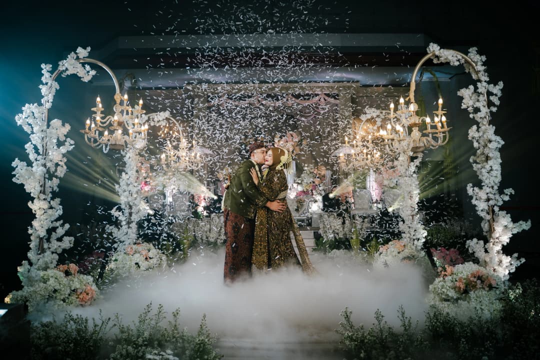 Wedding couple interaction